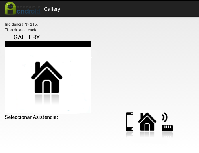 Ejemplo con Gallery en la Aplicación Android de incidencias