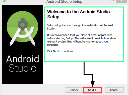 Pantalla 1 Instalación Android Studio