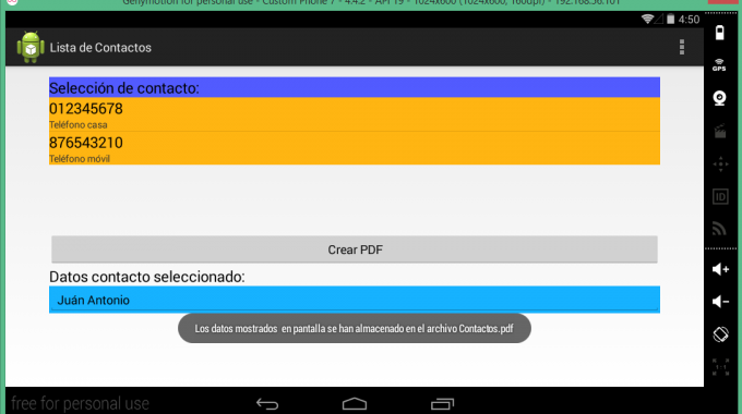 Pantalla Aplicación Lista De Contactos Android