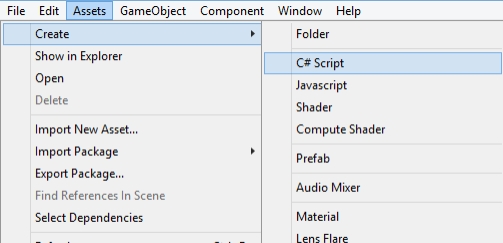 Editor Unity: crear script C#