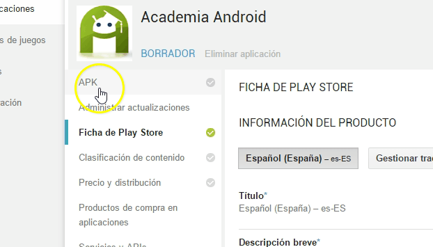 APK: Ficha de Play Store